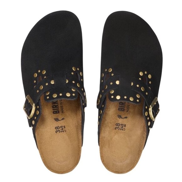 Birkenstock Boston Rivets Suede Leather Clog Black Size 37 EU New In Box - Picture 7 of 16